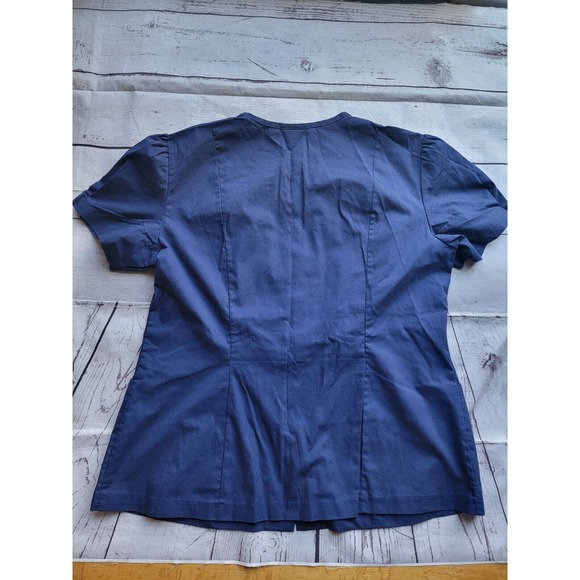 Crest Made In USA Nurse Vet Medical Scrub Top Navy Blue 2XL - Picture 7 of 7